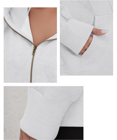 Womens Oversized Zip Up Hoodies Teen Girls Hooded Sweatshirt Cute Fall Casual Jacket Drawstring Y2K Hoodie with Pocket White ...