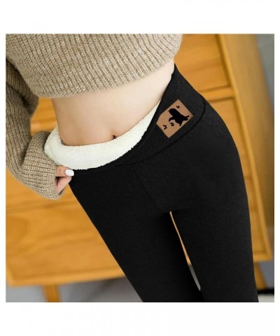 Fleece Lined Leggings Women Warm Thermal Legging Winter Pants Sherpa Lined Thick Velvet Tights Comfy Snow Pants F01-black $6....