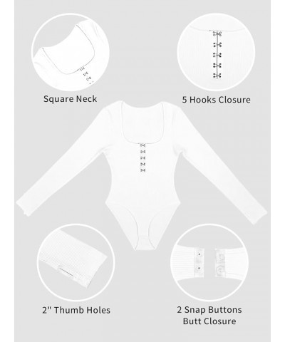 Women's Long Sleeve Bodysuit Shirts Dressy Body Suits Tops 2023 Fall Fashion No Bra - White $13.99 Bodysuits