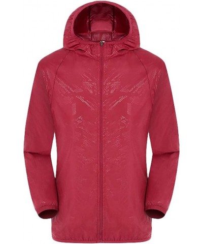 Unisex Raincoat Hooded Windbreaker Lightweight Jackets Outdoor Sport Windproof Ultra-Light Rainproof Tops 01-red $8.57 Coats