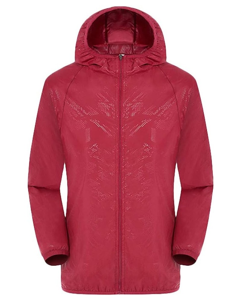 Unisex Raincoat Hooded Windbreaker Lightweight Jackets Outdoor Sport Windproof Ultra-Light Rainproof Tops 01-red $8.57 Coats