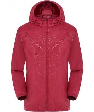 Unisex Raincoat Hooded Windbreaker Lightweight Jackets Outdoor Sport Windproof Ultra-Light Rainproof Tops 01-red $8.57 Coats