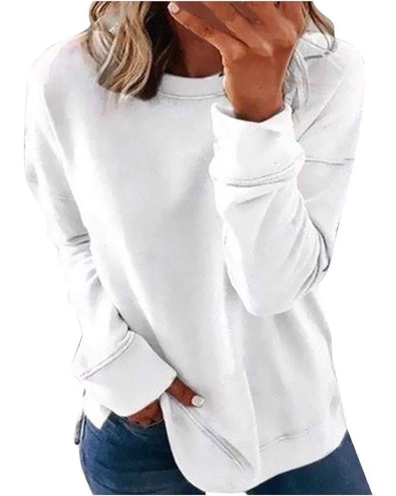 Oversized Sweatshirt for Women Trendy,Womens Casual Long Sleeve Sweatshirt Crew Neck Cute Pullover Relaxed Fit Tops C-white $...