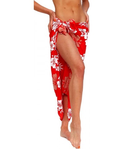 Hawaiian Sarong Pareo Beach Wrap for Women Funky Casual Bikini Cover Up Very Loud Swimsuit Floral Mono Hibiscus Flower Cover-...