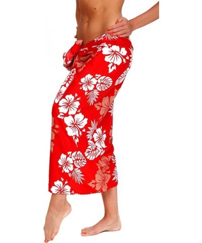 Hawaiian Sarong Pareo Beach Wrap for Women Funky Casual Bikini Cover Up Very Loud Swimsuit Floral Mono Hibiscus Flower Cover-...