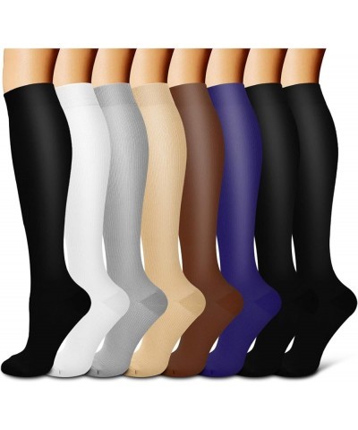 Compression Socks For Women& Men circulation(8 Pairs),Socks-Best for Running,Sports,Hiking,Flight travel,Pregnancy 02-3black/...