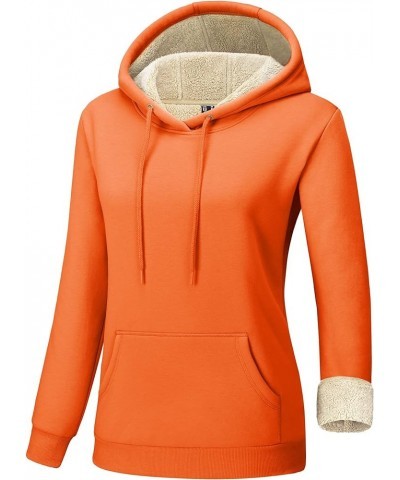 Women's Sherpa Lined Pullover Hoodies Cotton Fleece Sweatshirt Active Hooded With Pockets Casual Classic Tops Orange $23.49 A...