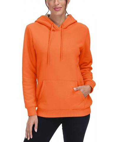 Women's Sherpa Lined Pullover Hoodies Cotton Fleece Sweatshirt Active Hooded With Pockets Casual Classic Tops Orange $23.49 A...