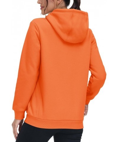 Women's Sherpa Lined Pullover Hoodies Cotton Fleece Sweatshirt Active Hooded With Pockets Casual Classic Tops Orange $23.49 A...