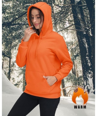 Women's Sherpa Lined Pullover Hoodies Cotton Fleece Sweatshirt Active Hooded With Pockets Casual Classic Tops Orange $23.49 A...