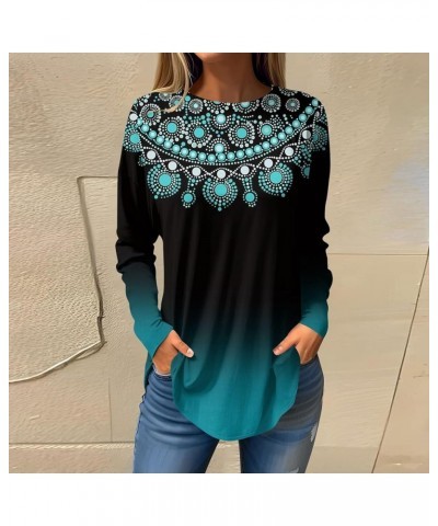 Fall Clothes for Women 2023,Women's Geometric Print Tunic Crewneck Long Sleeve Long Shirt to Wear with Leggings 2-dark Blue $...