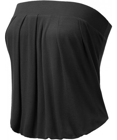 Womens Basic Sleeveless Pleated Tube Top Awttsl0103_black $10.80 Tanks