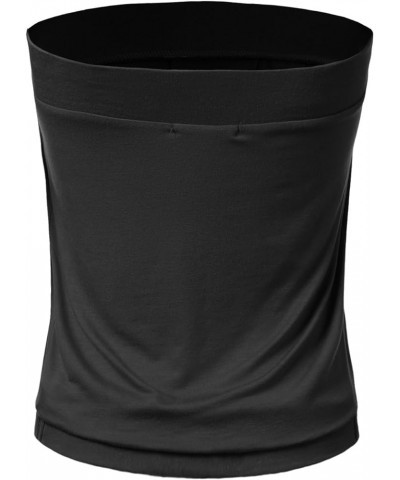 Womens Basic Sleeveless Pleated Tube Top Awttsl0103_black $10.80 Tanks