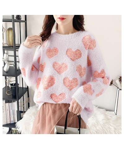 Valentine Heart Sweater for Women Valentine's Day Love Graphic Long Sleeve Pullover Tops Knitted Pullover Sweaters A-4 $11.59...