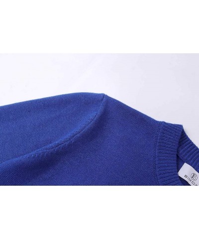 Women Thick Button Down Cardigan Sweaters Crew Neck Medium Weight Long Sleeve Royal Blue $14.08 Sweaters