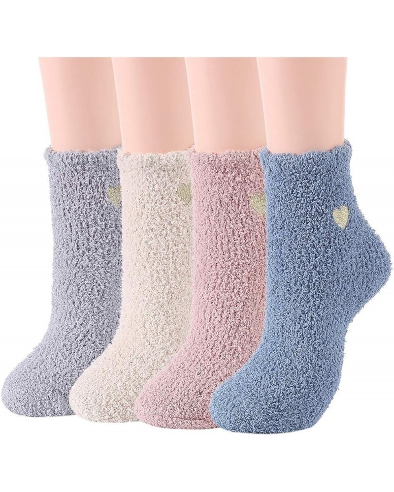 Fuzzy Socks for Women Slipper Fluffy Microfiber Socks Casual Home Winter Warm Sleeping Cozy Crew Sock 4 Pairs Heart $10.79 Ac...