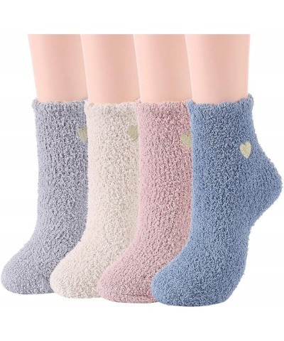 Fuzzy Socks for Women Slipper Fluffy Microfiber Socks Casual Home Winter Warm Sleeping Cozy Crew Sock 4 Pairs Heart $10.79 Ac...