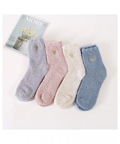 Fuzzy Socks for Women Slipper Fluffy Microfiber Socks Casual Home Winter Warm Sleeping Cozy Crew Sock 4 Pairs Heart $10.79 Ac...