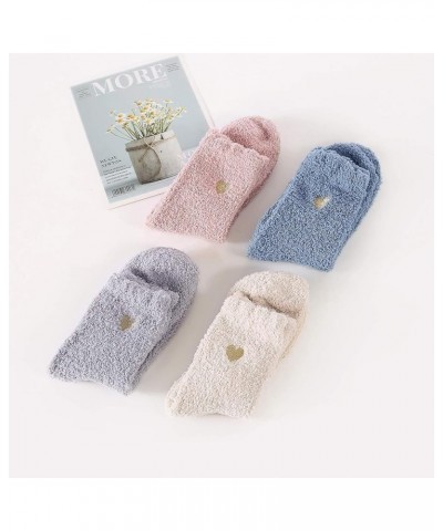 Fuzzy Socks for Women Slipper Fluffy Microfiber Socks Casual Home Winter Warm Sleeping Cozy Crew Sock 4 Pairs Heart $10.79 Ac...