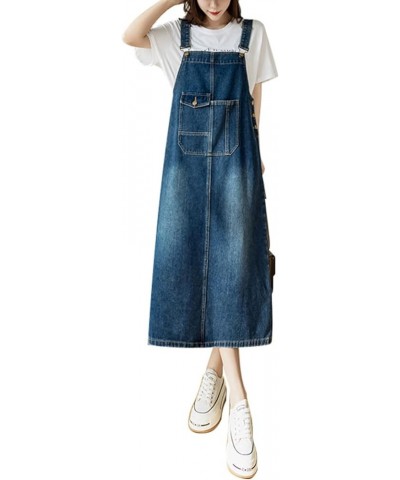 Women Denim Dress Baggy Overalls Jumpsuit Casual Bib A-Line Maxi Jean Dress Rompers with Pockets Denim $17.48 Overalls