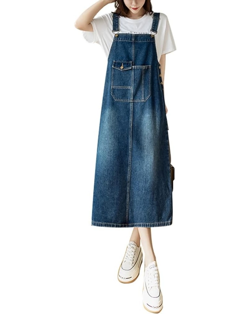 Women Denim Dress Baggy Overalls Jumpsuit Casual Bib A-Line Maxi Jean Dress Rompers with Pockets Denim $17.48 Overalls