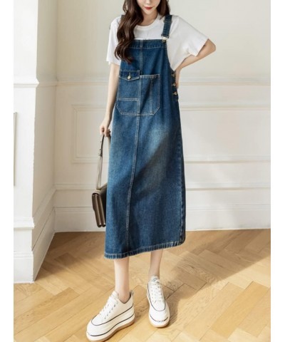 Women Denim Dress Baggy Overalls Jumpsuit Casual Bib A-Line Maxi Jean Dress Rompers with Pockets Denim $17.48 Overalls