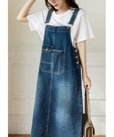 Women Denim Dress Baggy Overalls Jumpsuit Casual Bib A-Line Maxi Jean Dress Rompers with Pockets Denim $17.48 Overalls