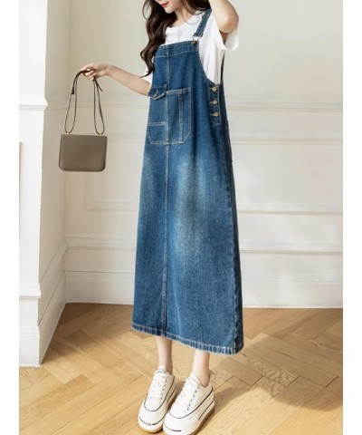 Women Denim Dress Baggy Overalls Jumpsuit Casual Bib A-Line Maxi Jean Dress Rompers with Pockets Denim $17.48 Overalls