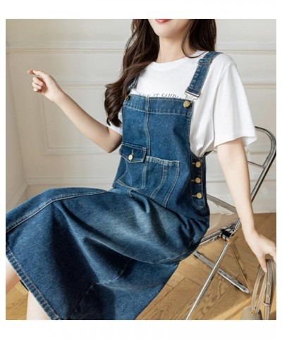 Women Denim Dress Baggy Overalls Jumpsuit Casual Bib A-Line Maxi Jean Dress Rompers with Pockets Denim $17.48 Overalls