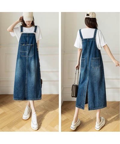 Women Denim Dress Baggy Overalls Jumpsuit Casual Bib A-Line Maxi Jean Dress Rompers with Pockets Denim $17.48 Overalls