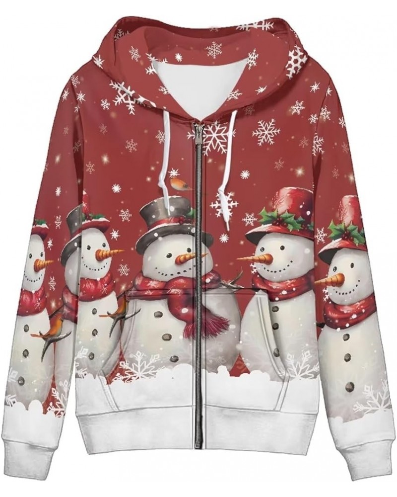 Women's Clothing Zip Up Hoodies XS-5XL Fashion Sweatshirts Clothes Fall Pullover Tops Christmas Snowman 3 $17.94 Hoodies & Sw...