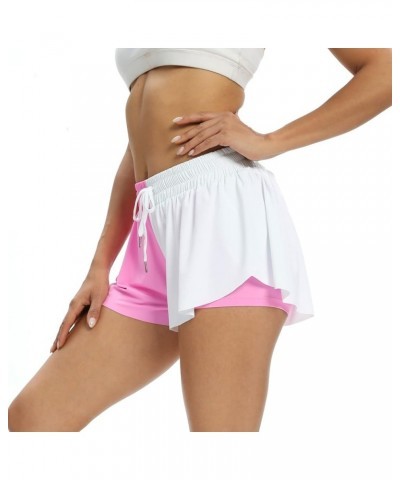 Womens Flowy Athletic Shorts for Women Gym Yoga Workout Running Bike Sweat Spandex Skirt Comfy Lounge Clothes White-hot Pink ...