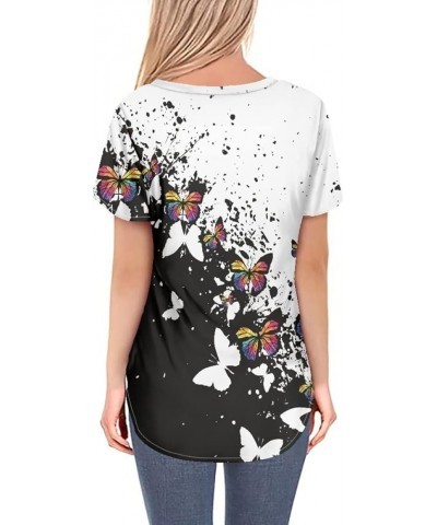 JooMeryer Women's 3D Printed Van Gogh V-Neck Short Sleeve Lightweight Pullover T-Shirts Tee Shirt Splash Ink Butterfly $10.39...