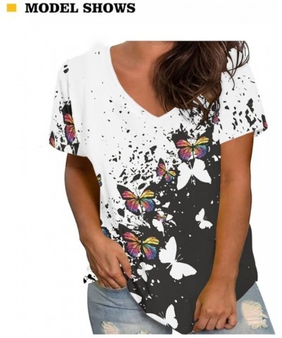 JooMeryer Women's 3D Printed Van Gogh V-Neck Short Sleeve Lightweight Pullover T-Shirts Tee Shirt Splash Ink Butterfly $10.39...