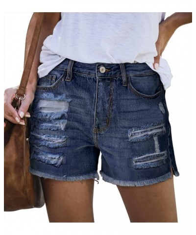 High Waisted Jean Shorts for Women Denim Ripped Stretchy Casual Summer Cutoff Shorts 7-navy $11.59 Shorts