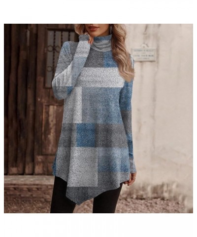 Turtleneck Shirt Women Asymmetric Hem Tunic Tops To Wear with Leggings Solid Long Sleeve Tops Fall Blouses E09-sky Blue $8.00...