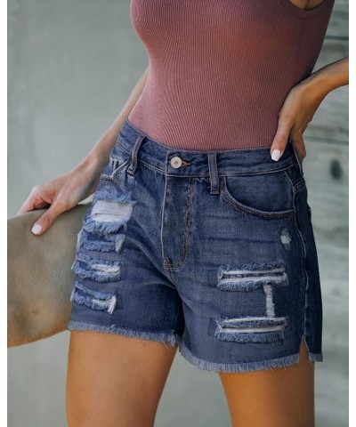 High Waisted Jean Shorts for Women Denim Ripped Stretchy Casual Summer Cutoff Shorts 7-navy $11.59 Shorts