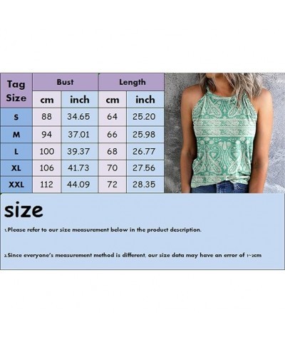 Vintage Printed Sleeveless Tops for Women Casual Slim Fit O Neck Halter TShirt Vests Tank Sleeveless Shirts Blouse (1-Navy, S...