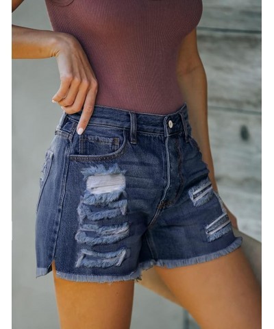 High Waisted Jean Shorts for Women Denim Ripped Stretchy Casual Summer Cutoff Shorts 7-navy $11.59 Shorts