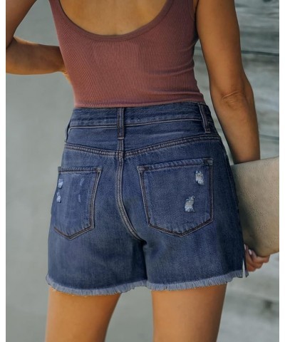 High Waisted Jean Shorts for Women Denim Ripped Stretchy Casual Summer Cutoff Shorts 7-navy $11.59 Shorts