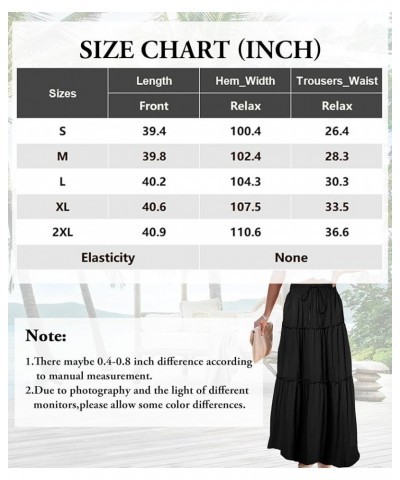 Women's 2024 Summer Skirt High Waist Flowy A Line Boho Skirt Maxi Skirt with Pockets Black $13.52 Skirts