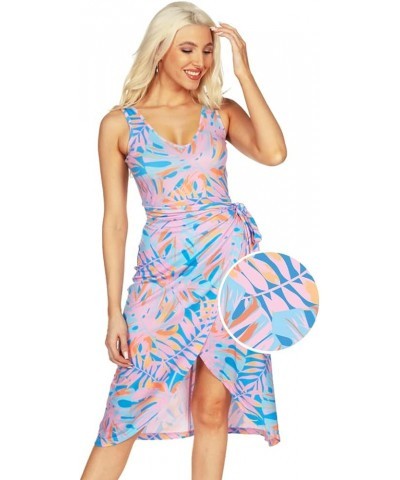 Summer Midi Dresses for Women - Cute Wrap Dress Ensemble for The Beach and Festivals Palm Passionfruit (Pink) $26.93 Dresses