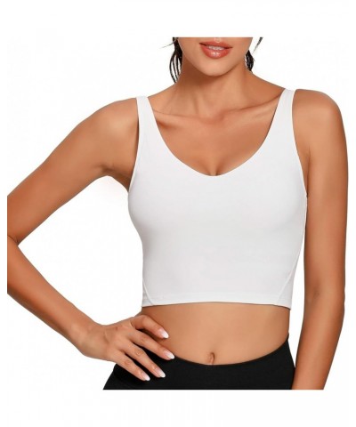 Women Sports Bra Longline Crop Tank Top Padded Workout Running Yoga White $12.74 Lingerie