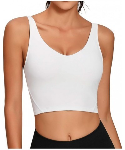 Women Sports Bra Longline Crop Tank Top Padded Workout Running Yoga White $12.74 Lingerie