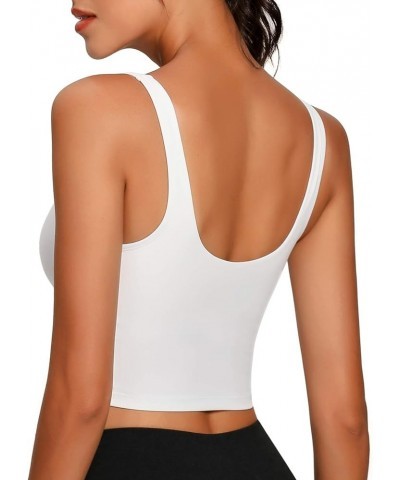 Women Sports Bra Longline Crop Tank Top Padded Workout Running Yoga White $12.74 Lingerie