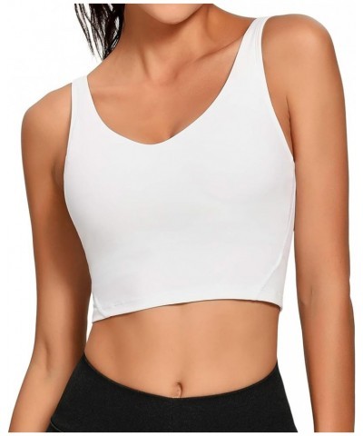 Women Sports Bra Longline Crop Tank Top Padded Workout Running Yoga White $12.74 Lingerie