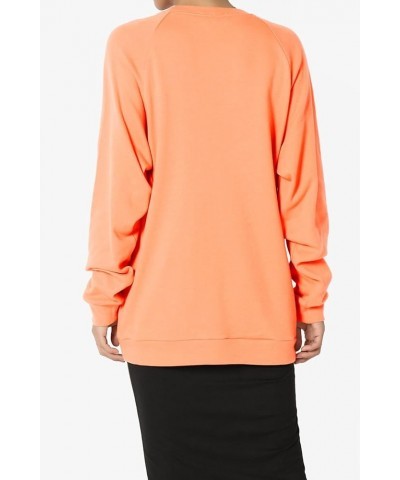 Cotton Raglan Long Sleeve Crew Neck Loose Fit Comfy Pullover Top Neon Coral Pullover $16.52 Hoodies & Sweatshirts