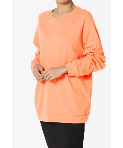 Cotton Raglan Long Sleeve Crew Neck Loose Fit Comfy Pullover Top Neon Coral Pullover $16.52 Hoodies & Sweatshirts