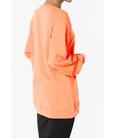 Cotton Raglan Long Sleeve Crew Neck Loose Fit Comfy Pullover Top Neon Coral Pullover $16.52 Hoodies & Sweatshirts