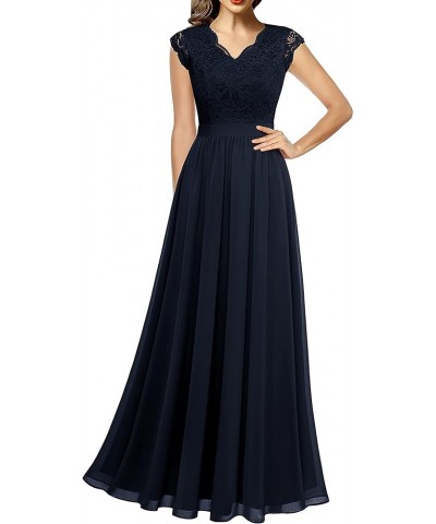 Women's V Neck Sleeveless Lace Bridesmaid Dress Wedding Party Gown V Neck- Navy $31.46 Dresses